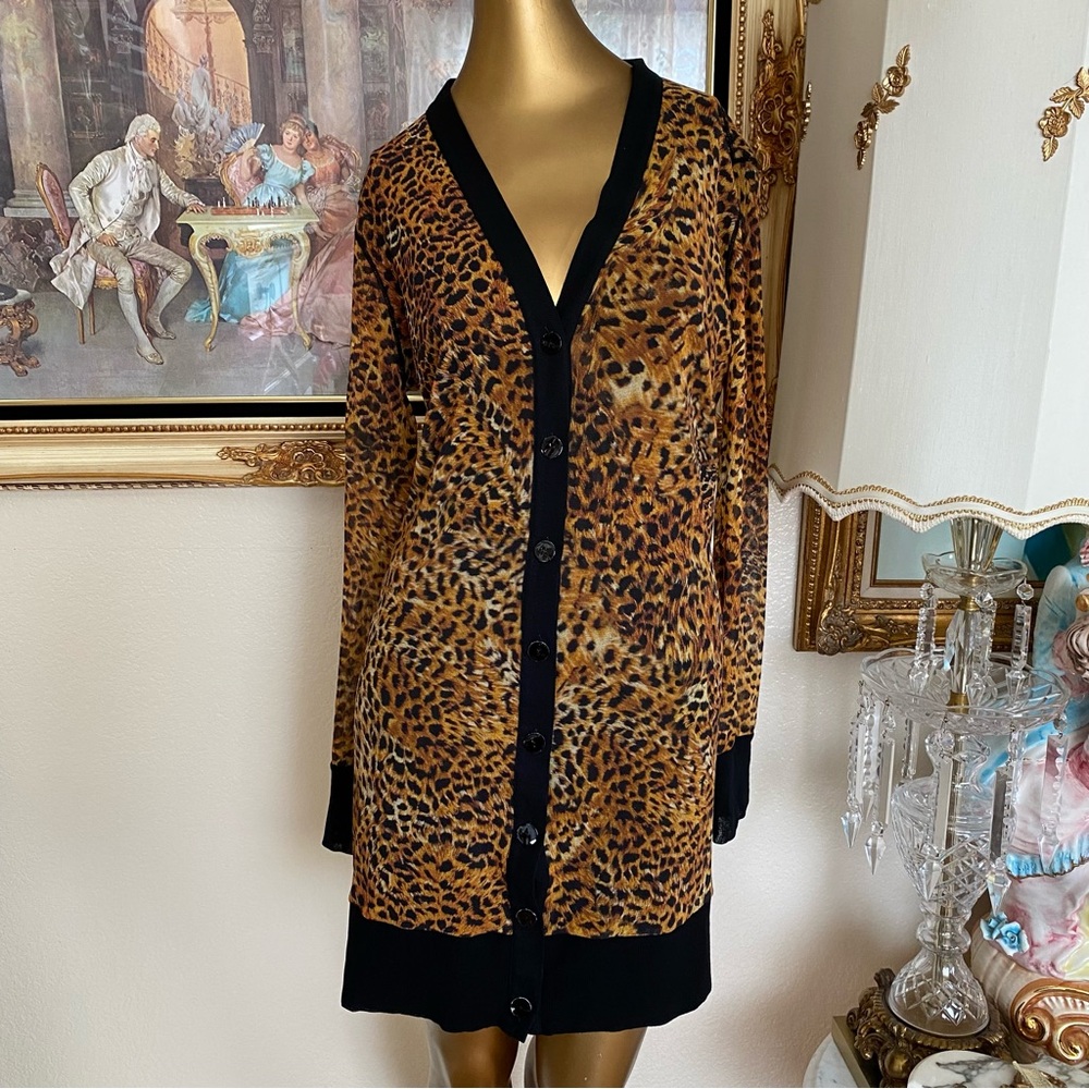 Fuzzi Animal Print Cardigan Dress